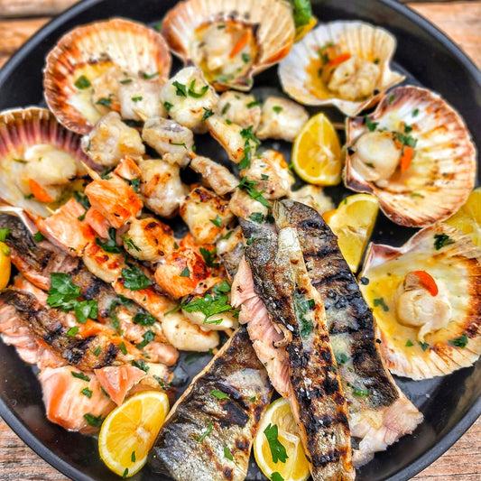 BBQ Fish Box on a slate background, from Hamiltons Fish