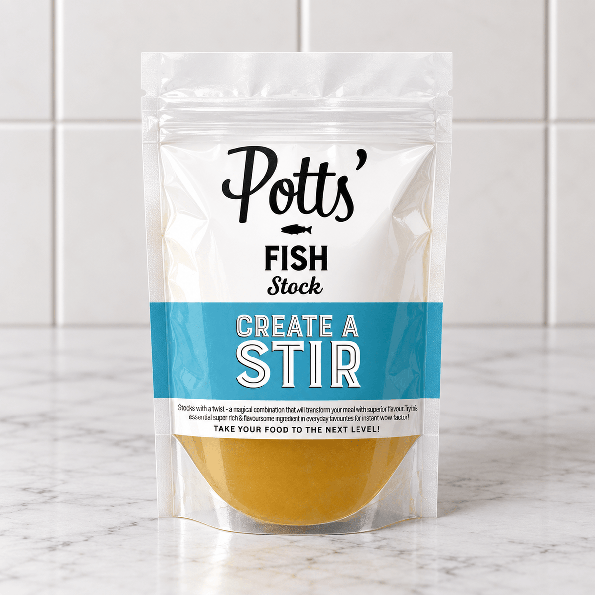Fish Stock (400g) on a slate background, from Hamiltons Fish