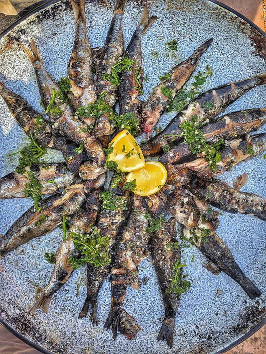 Fresh Wild Sardines on a slate background, from Hamiltons Fish