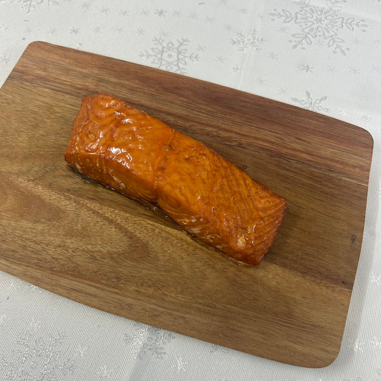 Hot Smoked Salmon with Honey Drizzle on a slate background, from Hamiltons Fish