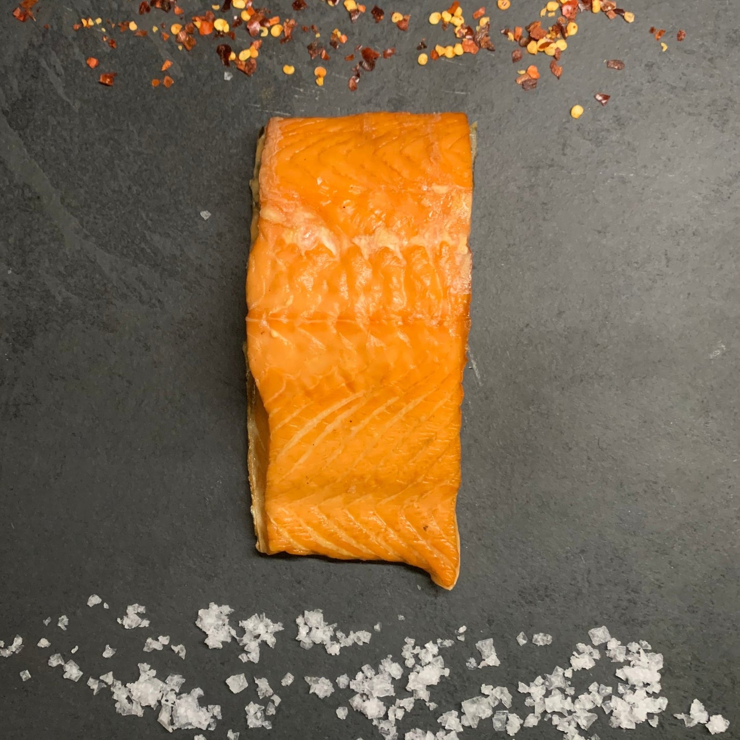 Kiln Roast Salmon on a slate background, from Hamiltons Fish