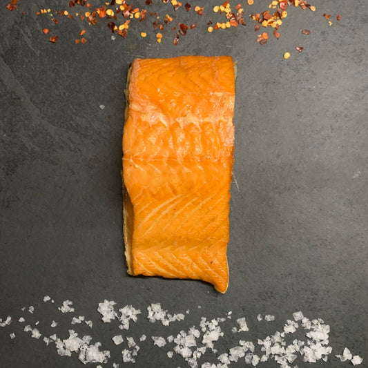 Kiln Roast Salmon on a slate background, from Hamiltons Fish