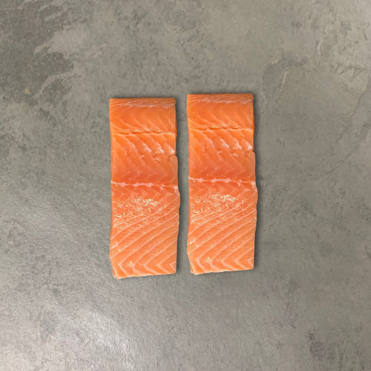 Loch Duart Salmon Portions on a slate background, from Hamiltons Fish