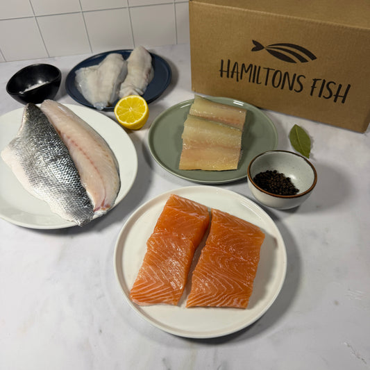 May Fish Box on a slate background, from Hamiltons Fish
