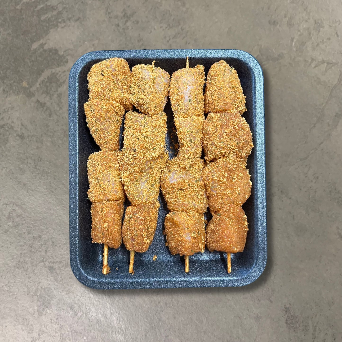 Seafood Kebab Skewers on a slate background, from Hamiltons Fish
