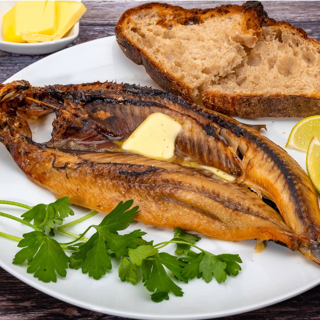 Traditional Whole Kippers on a slate background, from Hamiltons Fish