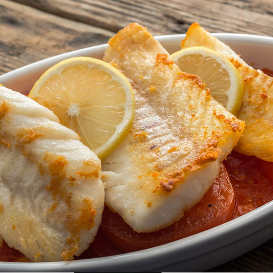 Wild Pollack Fillets on a slate background, from Hamiltons Fish