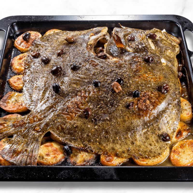 Wild Turbot on a slate background, from Hamiltons Fish