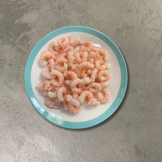 Cooked Peeled Prawns on a slate background, from Hamiltons Fish