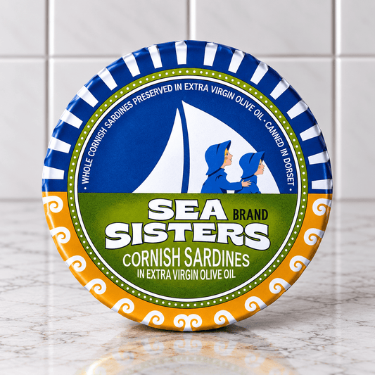 Cornish Sardines with Extra-Virgin Olive Oil (120g) on a slate background, from Hamiltons Fish