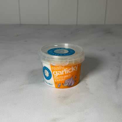 Cornish Sea Salt Garlic Salt (55g) on a slate background, from Hamiltons Fish