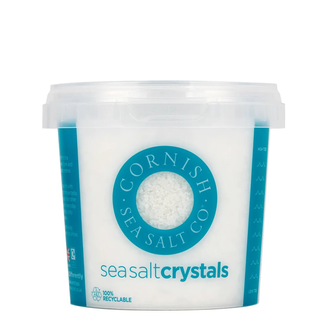 Cornish Sea Salt Original Sea Salt Flakes (225g) on a slate background, from Hamiltons Fish