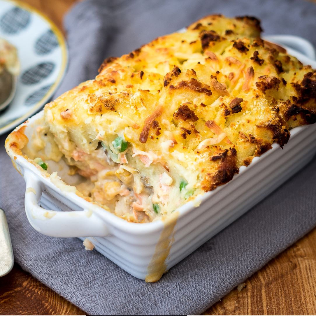 Finest Fish Pie Mix on a slate background, from Hamiltons Fish