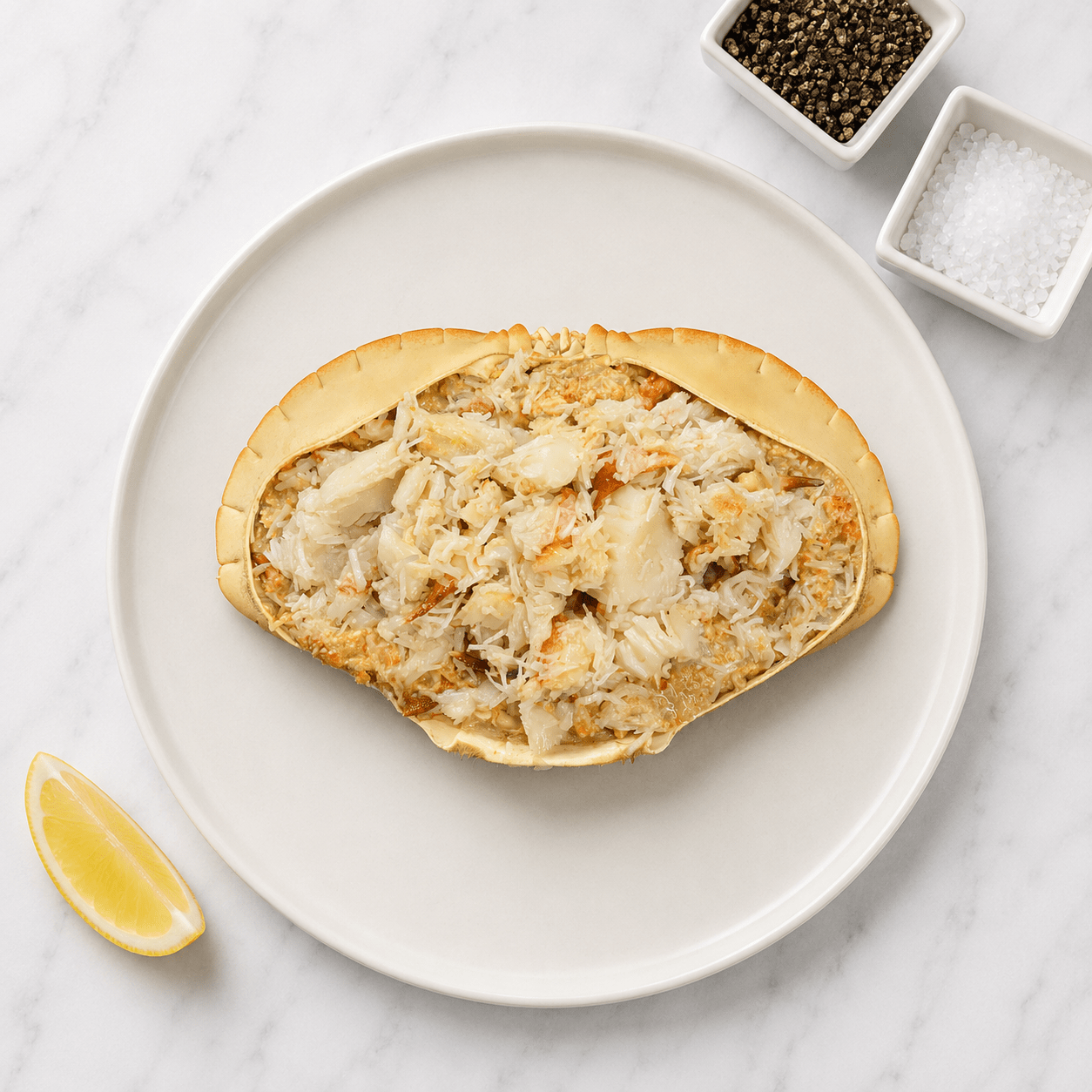 Fresh Handpicked Dressed Crab on a slate background, from Hamiltons Fish