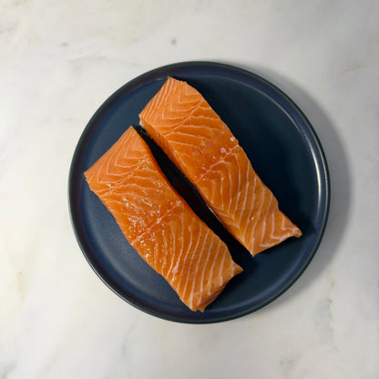 Fresh Salmon Portions on a slate background, from Hamiltons Fish