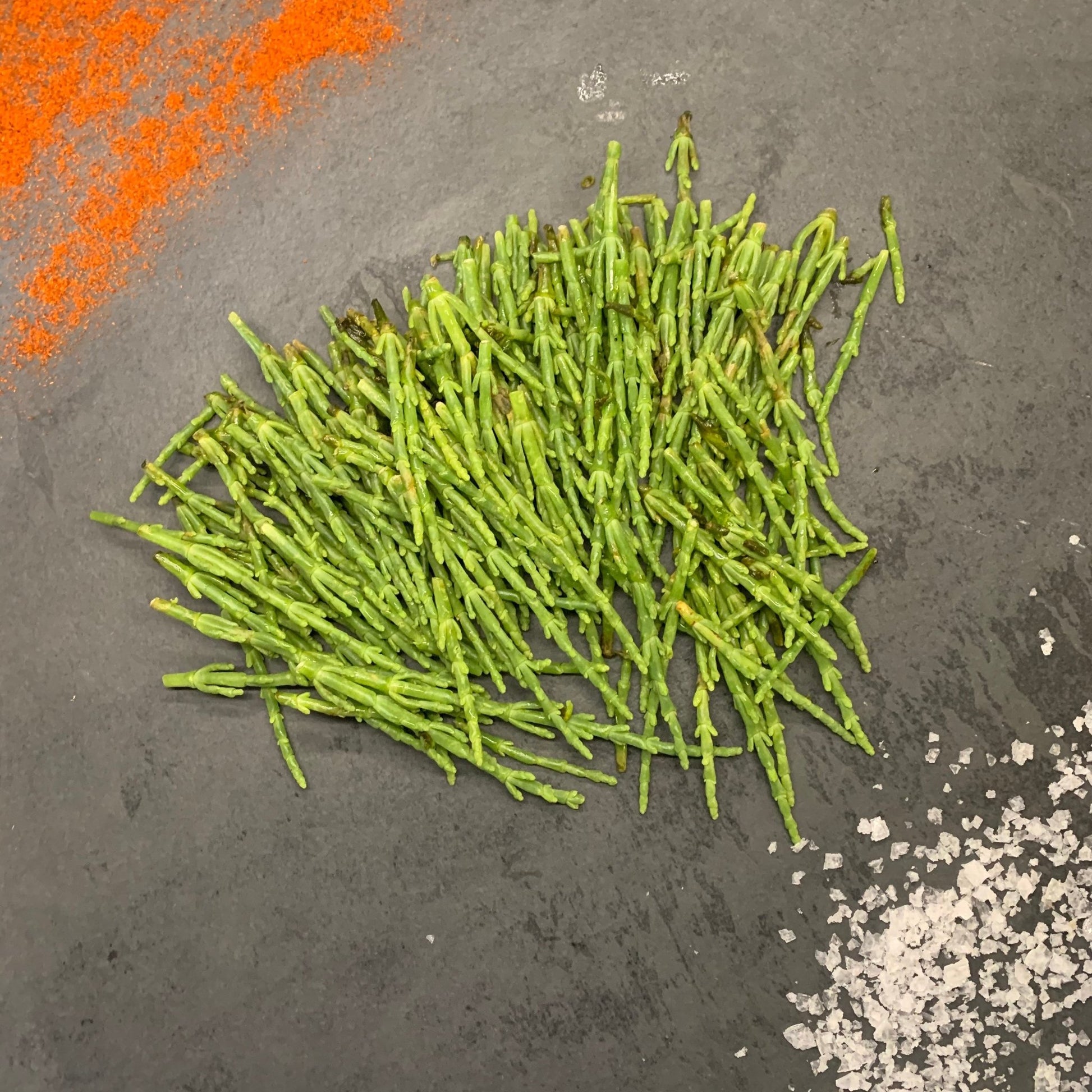 Fresh Samphire on a slate background, from Hamiltons Fish