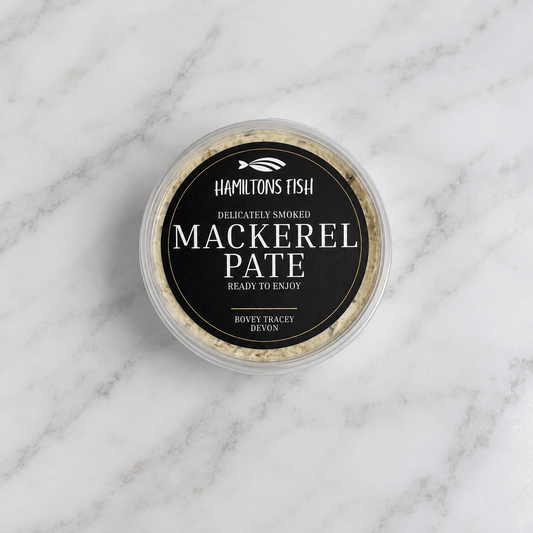 Fresh Smoked Mackerel Pate on a slate background, from Hamiltons Fish