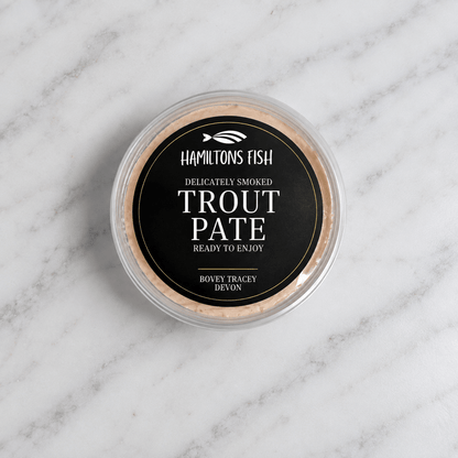 Fresh Smoked Trout Pate on a slate background, from Hamiltons Fish