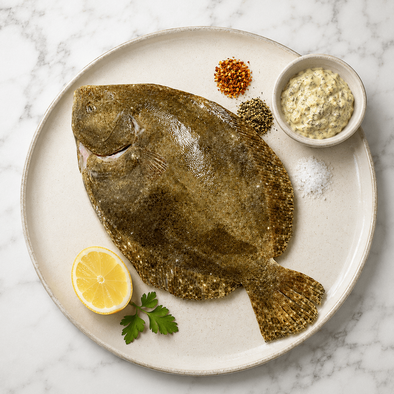 Fresh Wild Brill on a slate background, from Hamiltons Fish
