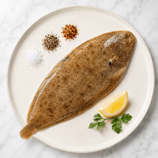 Fresh Wild Dover Sole on a slate background, from Hamiltons Fish