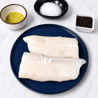 Fresh Wild Hake Fillets on a slate background, from Hamiltons Fish