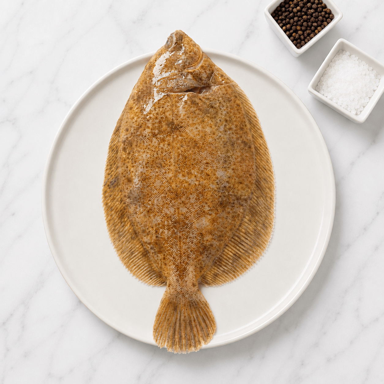 Fresh Wild Lemon Sole on a slate background, from Hamiltons Fish