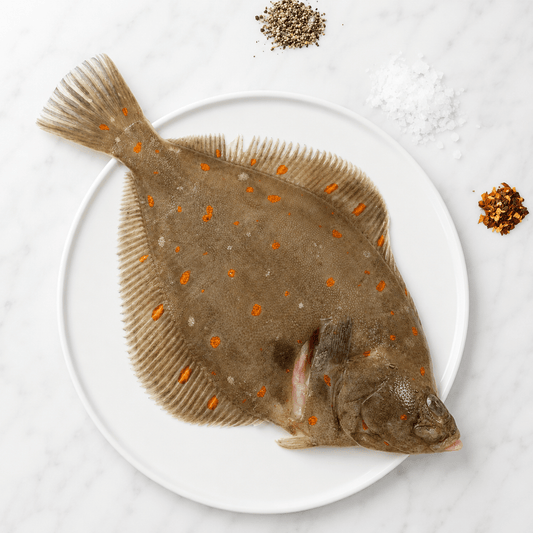 Fresh Wild Plaice on a slate background, from Hamiltons Fish