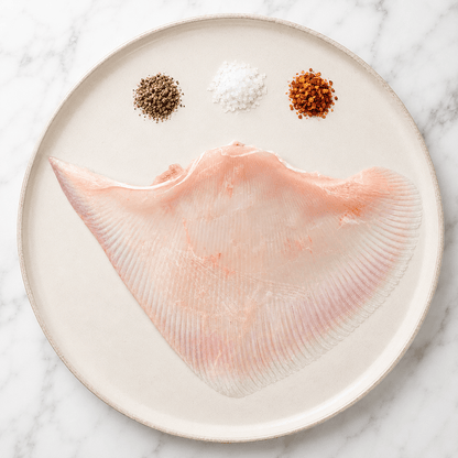 Fresh Wild Skate Wings on a slate background, from Hamiltons Fish