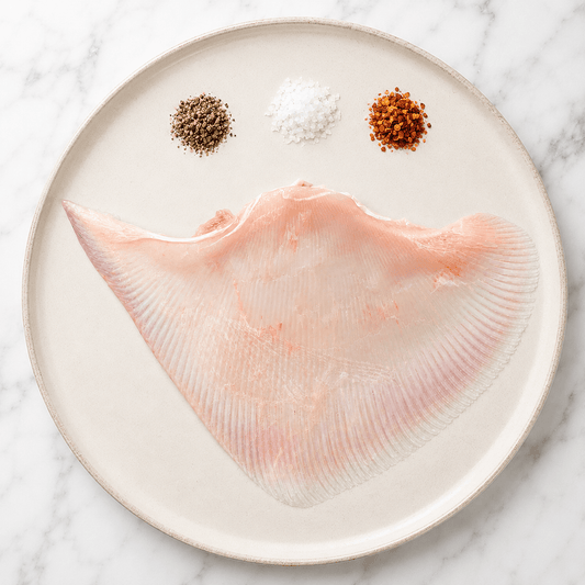 Fresh Wild Skate Wings on a slate background, from Hamiltons Fish
