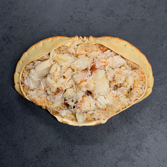 Handpicked Dressed Crab on a slate background, from Hamiltons Fish