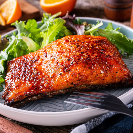 Loch Duart Salmon Portions on a slate background, from Hamiltons Fish