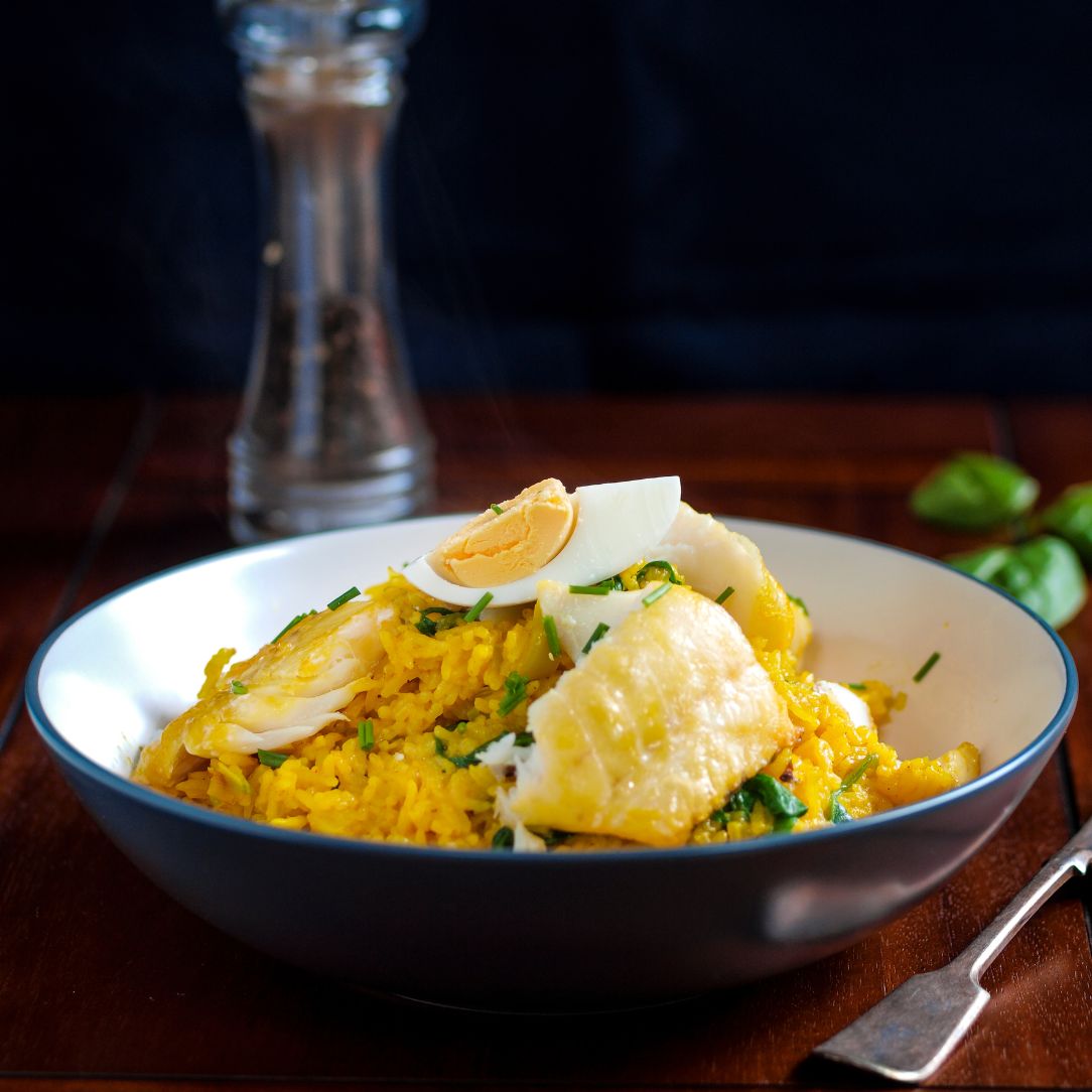 Natural Smoked Haddock Fillets on a slate background, from Hamiltons Fish