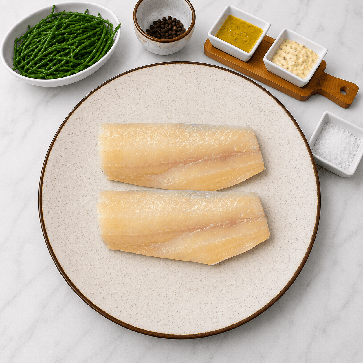 Natural Smoked Haddock Fillets on a slate background, from Hamiltons Fish