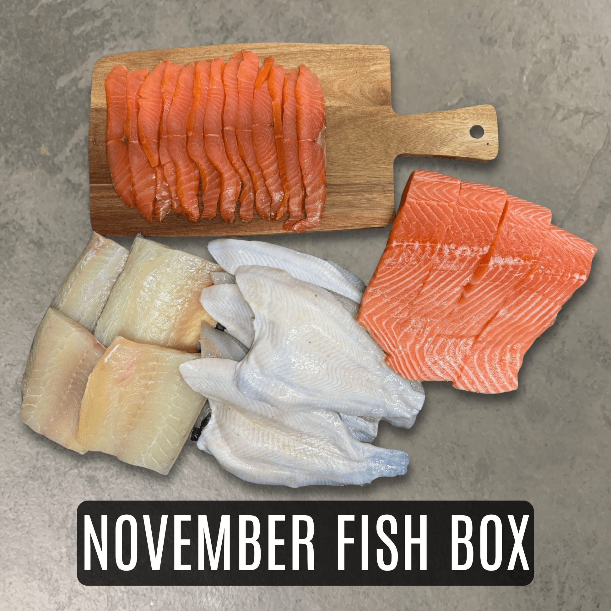 November Fish Box on a slate background, from Hamiltons Fish