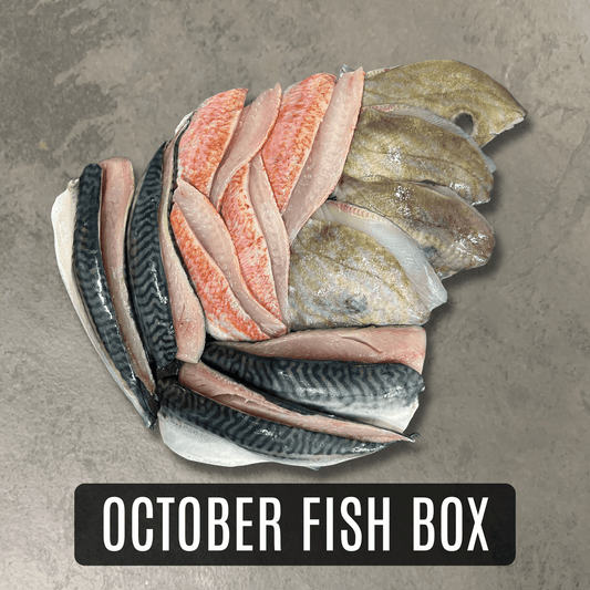 October Fish Box on a slate background, from Hamiltons Fish