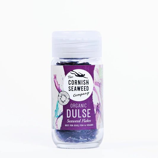 Organic Dulse Seaweed Flakes (20g) on a slate background, from Hamiltons Fish