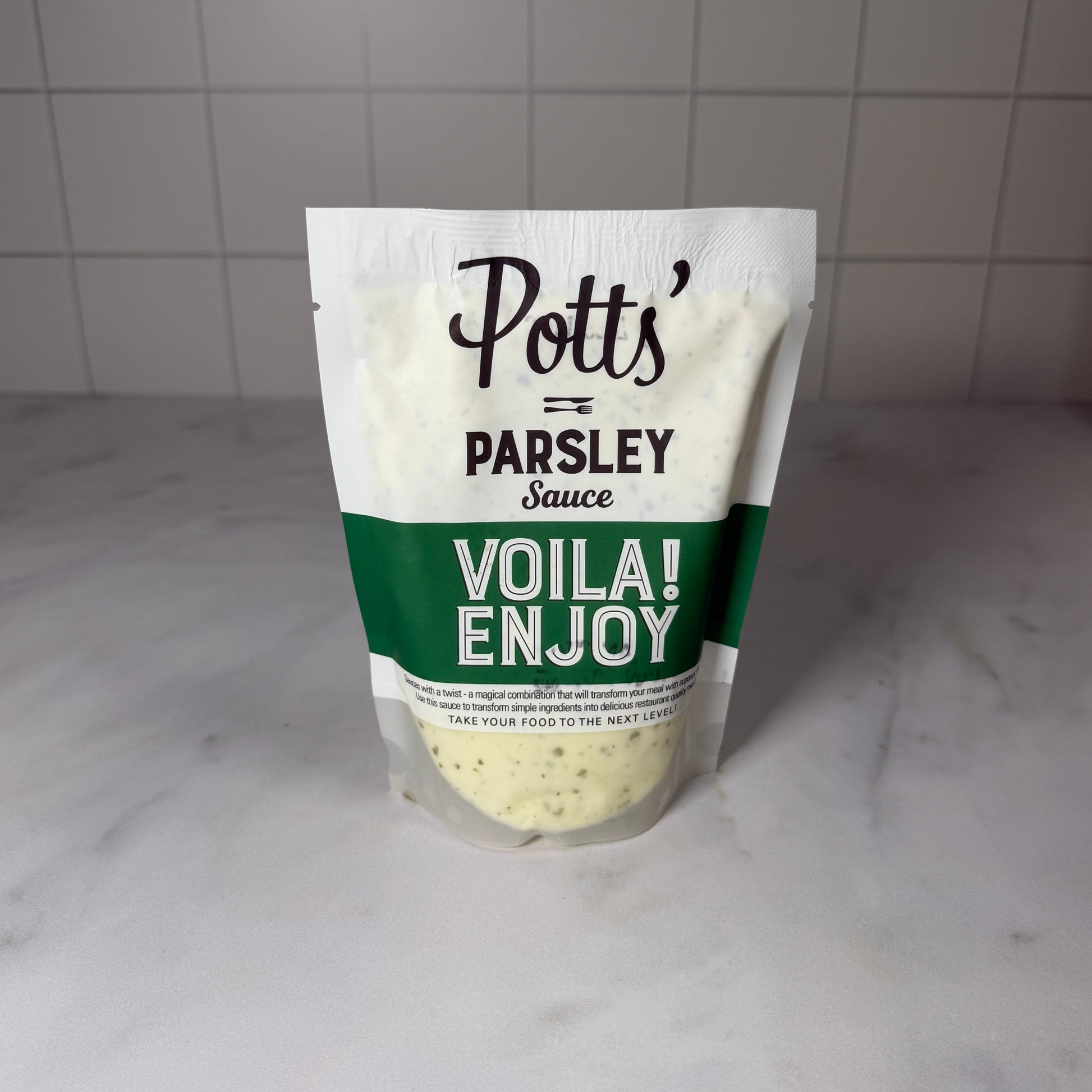 Parsley Sauce (250g) on a slate background, from Hamiltons Fish