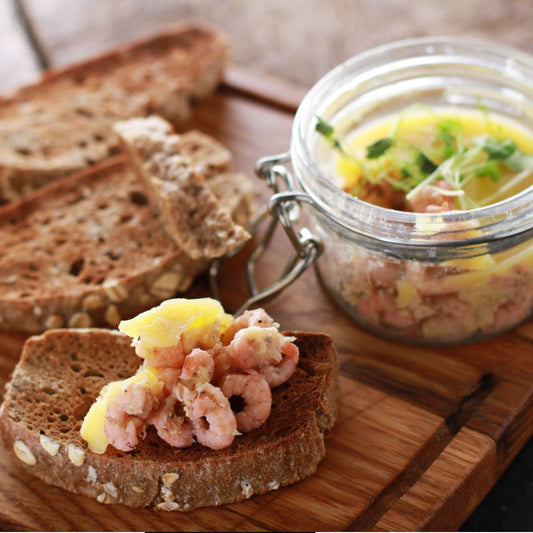 Peeled Brown Shrimp on a slate background, from Hamiltons Fish