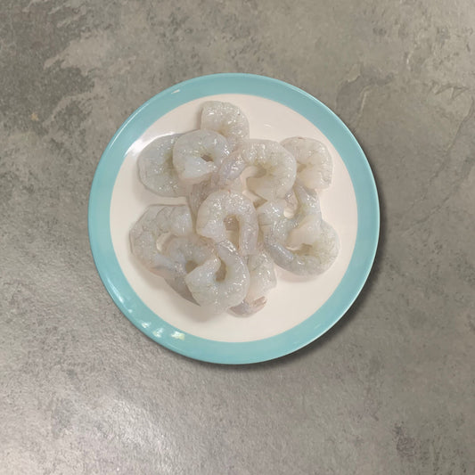 Raw Peeled King Prawns on a slate background, from Hamiltons Fish