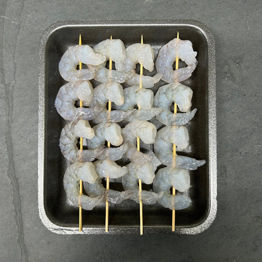 Seafood Kebab Skewers on a slate background, from Hamiltons Fish