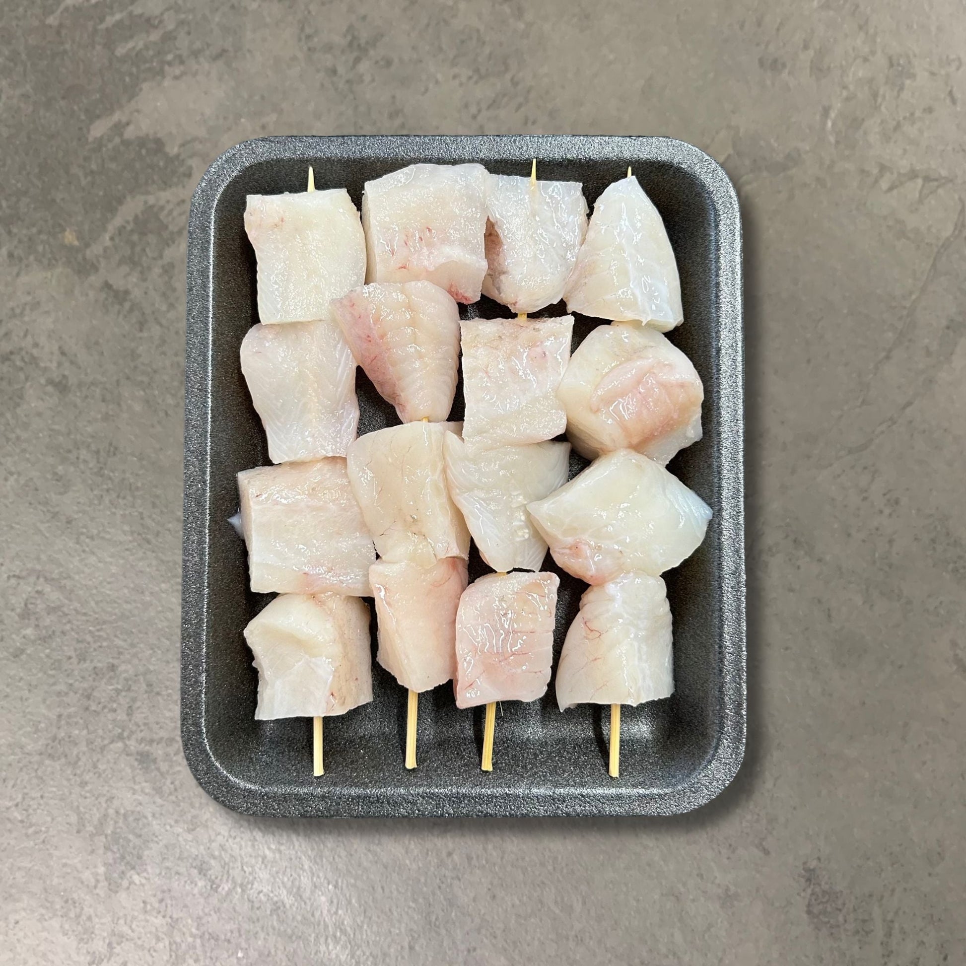 Seafood Kebab Skewers on a slate background, from Hamiltons Fish
