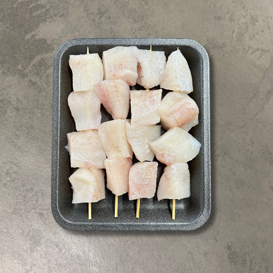 Seafood Kebab Skewers on a slate background, from Hamiltons Fish