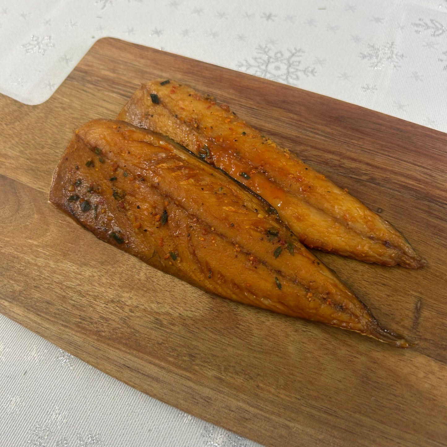Smoked Mackerel with Honey & Chilli on a slate background, from Hamiltons Fish