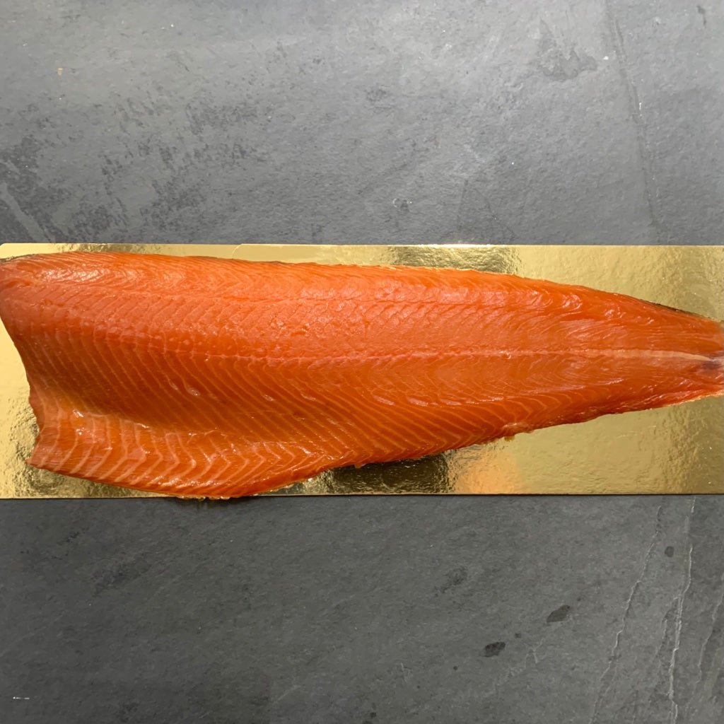 Smoked Salmon – Sashimi Style on a slate background, from Hamiltons Fish