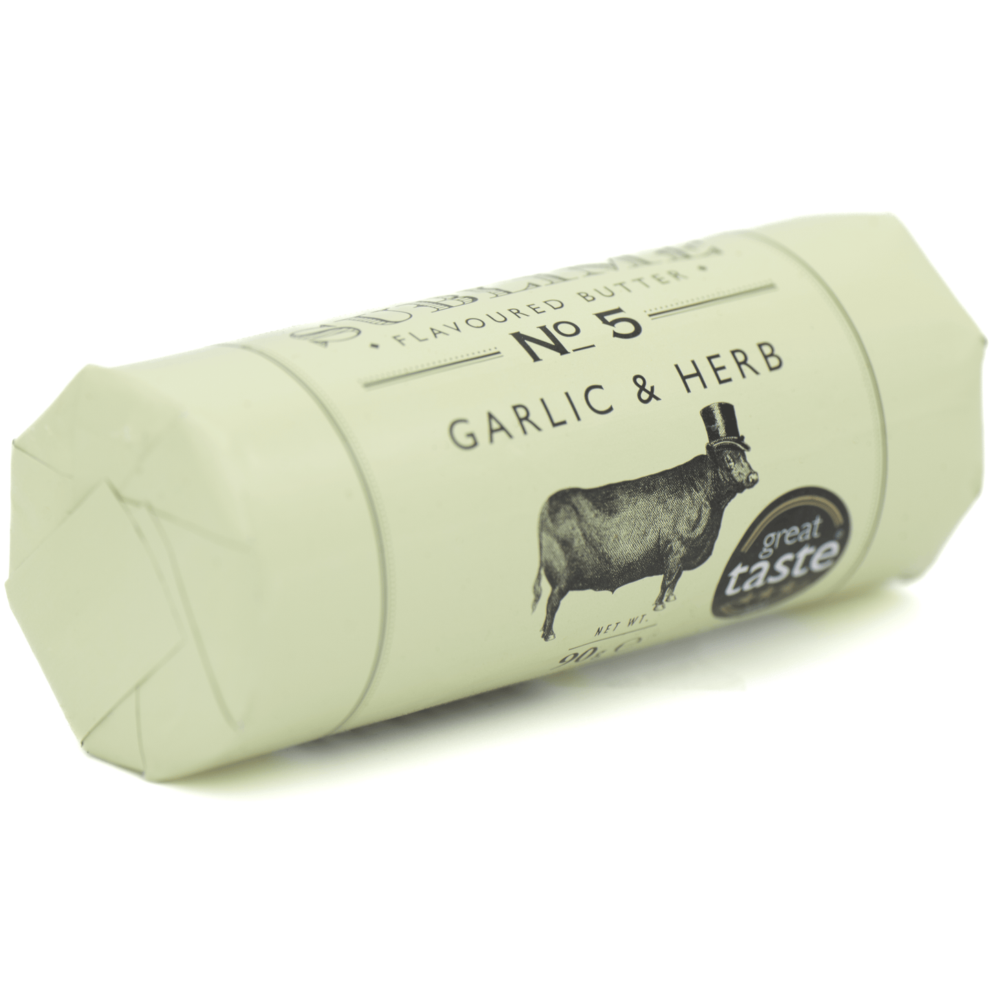 Sublime No. 5 Garlic and Herb Butter (90g) on a slate background, from Hamiltons Fish