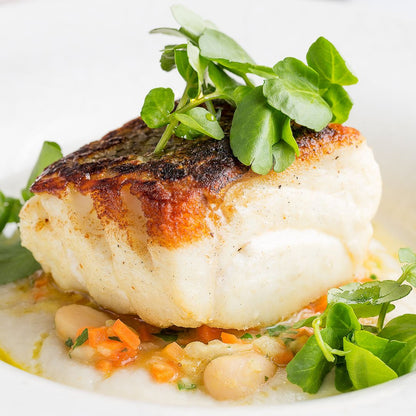 Wild Cod Loin on a slate background, from Hamiltons Fish