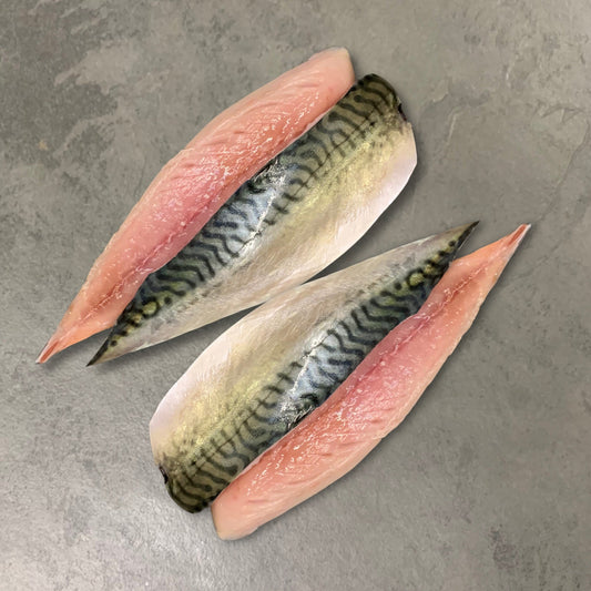 Wild Mackerel Fillets on a slate background, from Hamiltons Fish