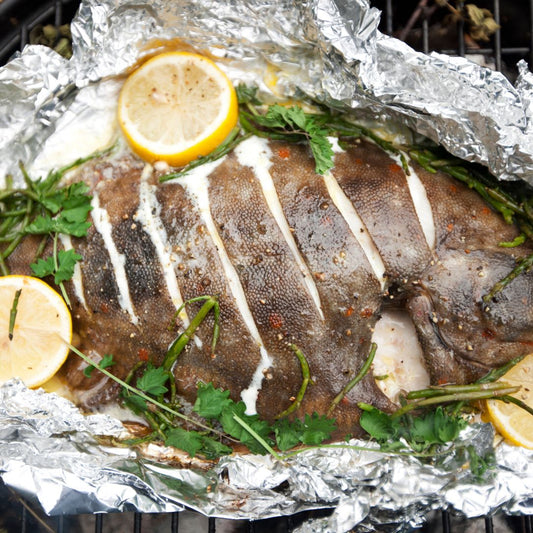 Wild Plaice on a slate background, from Hamiltons Fish