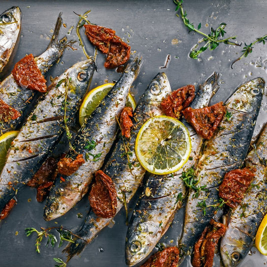 Wild Sardines on a slate background, from Hamiltons Fish